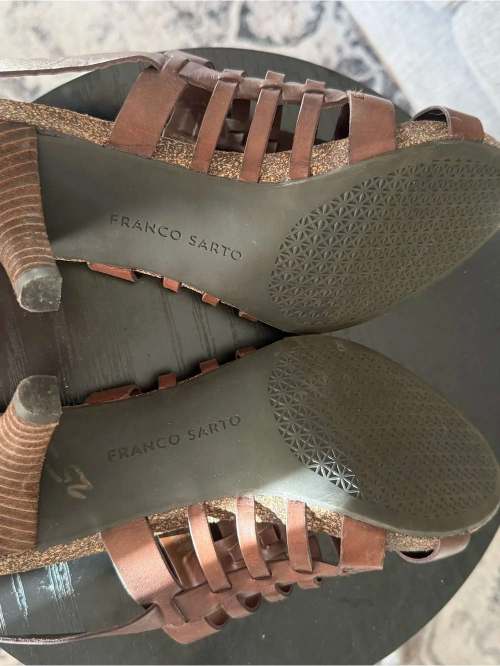 Franco Sarto Artists Collection Dark Brown Leather Strappy Sandals SZ 8.5